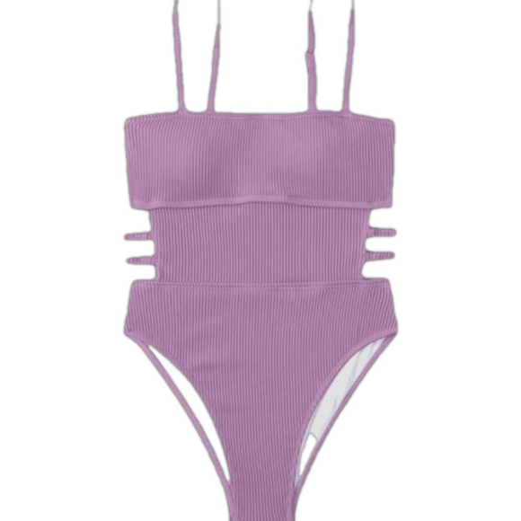 Hilinker Other - Hilinker Light Purple Ribbed One Piece  Cutout Tummy Control Bathing Suit XL